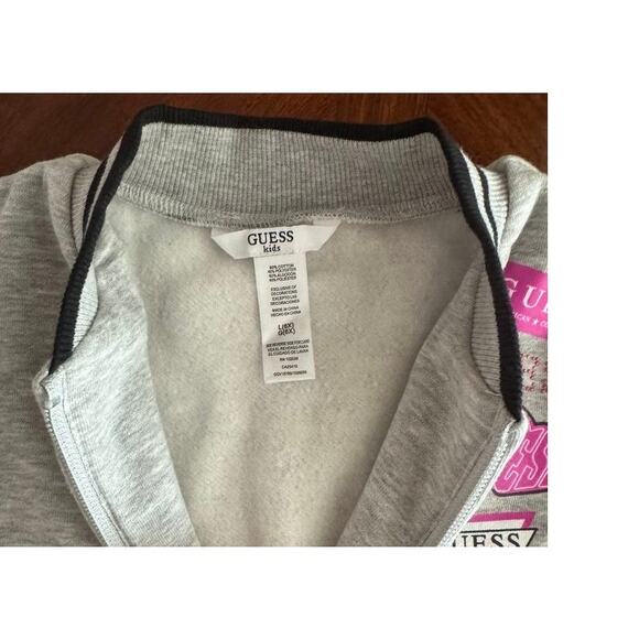 Guess Kids Gray Black Varsity Zip Jacket NWT Size 6X Logo Jacket - Picture 2 of 12